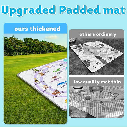 Baby Play Mat，Thick Soft 50" X 50" Playpen mat, Non-Slip and Machine Washable Baby Play Mats for Floor，Crawling Mat for Babies, Toddlers & Infants to Play and Learn (Purple Animal, 50" X 50")