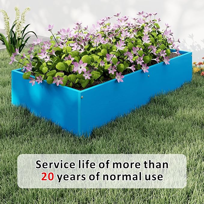 HDPE Raised Garden Bed 47.24 * 24.4 * 9.65 in,Vegetable Planter Bed Outdoor,Elevated Horticulture Planter Bed,Waterproof,Rot-Resistant and Non-Cracking Above Ground Garden Bed(Pacific Blue)