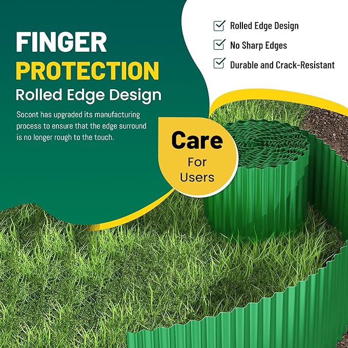 Corrugated Metal Garden Edging, 6"×40Ft Durable Landscape Border for Garden, Lawn, Flower Beds and Paver Edging (Green)