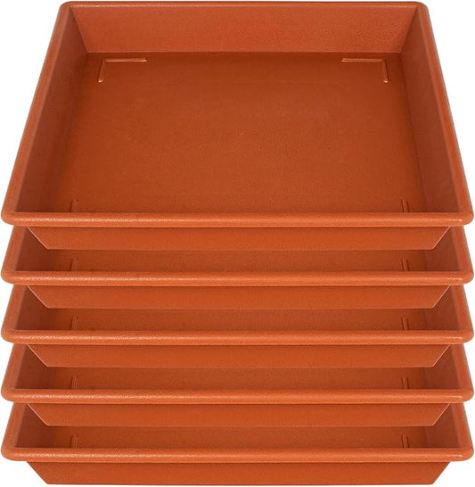 Square Plant Saucer 8 Inch 5 Pack, Plant Stand Plant Trays for Pots Heavy Duty Plastic Plant Saucers for Indoors Outdoors, Flower Pot No Holes Terracotta Plant Lover Gardening Gifts