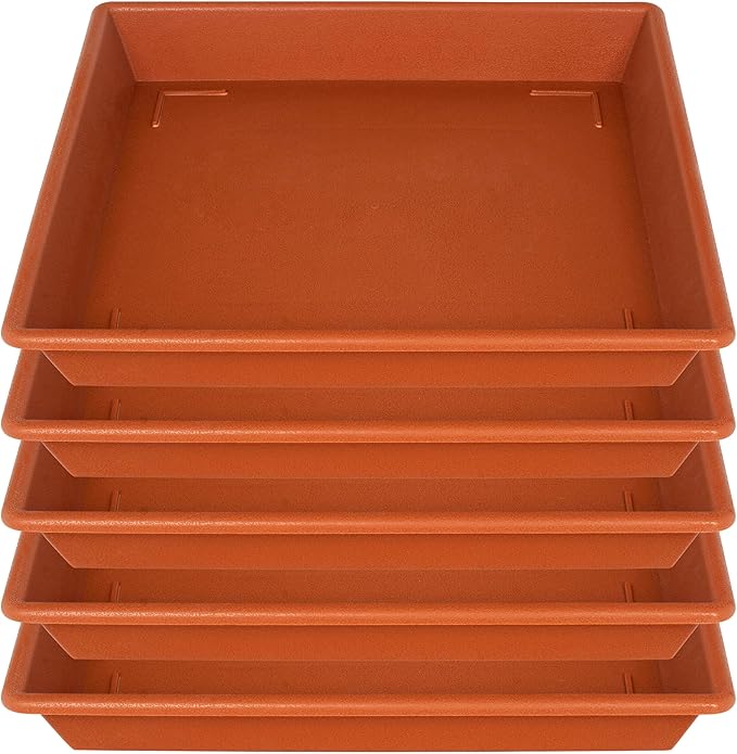 Square Plant Saucer 12 Inch 5 Pack, Plant Stand Plant Trays for Pots Heavy Duty Plastic Plant Saucers for Indoors Outdoors, Flower Pot No Holes Terracotta Plant Lover Gardening Gifts