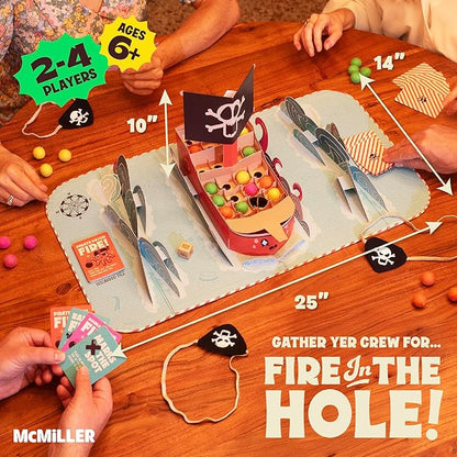 Fire in The Hole – Hilarious Pirate Game for Kids & Families | Ages 6+, 2–4 Players | Toss & Line-Up Cannonballs to Win | Easy to Learn, Quick to Play, Great Gift