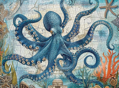 Cross & Glory - Neptune's Navigator: The Octopus Voyage - 1000 Piece Jigsaw Puzzle for Adults | Ocean Exploration Theme with Satin Finish
