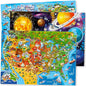 QUOKKA Puzzles for Kids Ages 4-6 - 3 Set 300 Piece Puzzles for Kids 6-8 - Learning Map of The United States World Space Puzzle - Educational Games for Kid 8-10 - Toys for 12 Year Old Boys and Girls