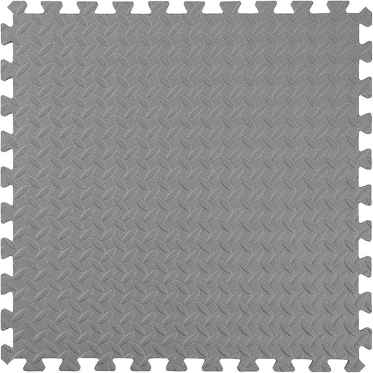 IncStores 1/2 Inch Thick Diamond Soft Foam Flooring Tiles | High-Density Interlocking Foam Tiles for Rugged Style in Your Home Gym, Playroom, and More | Grey, 64 Tiles