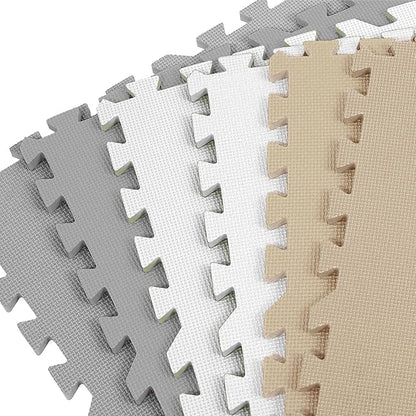 FlooringInc's Rainbow & Natural Harmony Playmat - Kid Safe Foam Floor Tiles with Removable Edges - 2'x2', 1/2" Thick (Earthy, 24 Tile Pack)