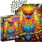 Rainbow Forest Owl in Autumn Leaves Tree – 1000 Pieces Jigsaw Puzzle for Adults – Matte Finish, Soft Touch, Easy to Assemble, Tight Fit, Vivid Colors, Missing Pieces Service