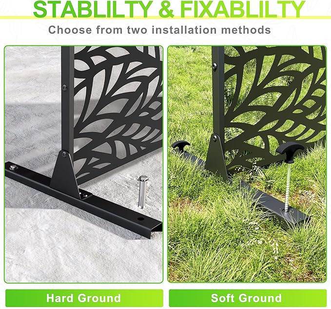 Outdoor Privacy Screen,72" H×47" W Metal Privacy Screen, Freestanding Privacy Fence Panels for Patio