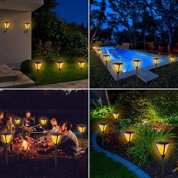 Toodour Solar Flame Lights Outdoor, 2 Pack 94 LED Larger Solar Torch Lights with Flickering Flame, Waterproof Solar Powered Outdoor Lights Landscape Decorative Lighting for Yard Garden Outdoor Decor