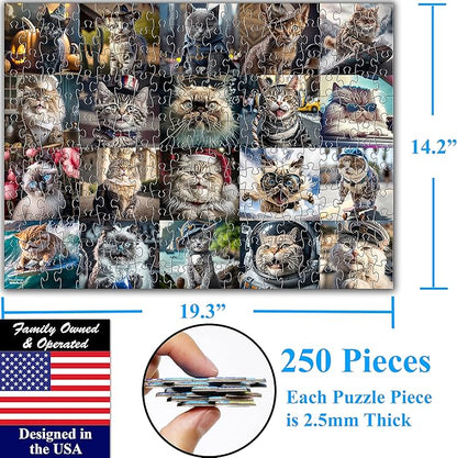 Think2Master Cute Cats 250 Pieces Jigsaw Puzzle Featuring heartwarming Kittens and Cats. Fun Toy for Kids, School & Families. Great Gift for Boys & Girls Ages 8+. Size: 14.2” X 19.3”