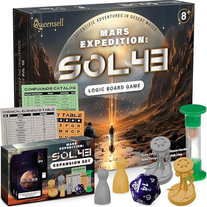 Logic Board Games for Kids and Adults – Mars Expedition SOL43 + Expansion Set – Montessori STEM Educational Toys Gift - Logic Game with Solo Mode for 1-2 Players for Ages 8 and up