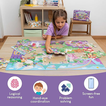 BONNYCO Giant Floor Puzzles for Kids of Fantasy Castle with 48 Large Pieces. Jumbo Puzzle 36.2 x 24.4 in, Gifts for Girls and Boys, Educational Kids Toys Ages 2-8