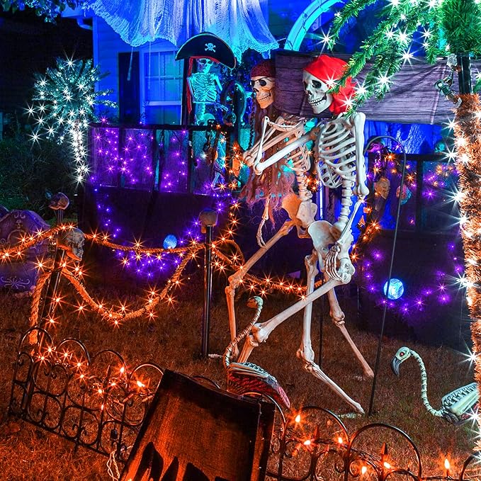 weillsnow 164FT 500 LED Orange Halloween Lights, 8 Modes Waterproof Plug in String Lights for Halloween Indoor Outdoor Yard Party Wedding Garden Home Decorations (Orange)