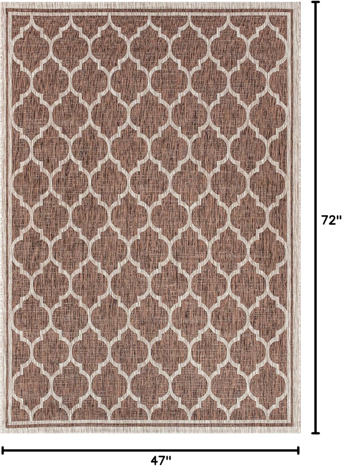 Eyely BMS109B-4 Santa Monica Trebol Moroccan Trellis Textured Weave Indoor/Outdoor Area Rug Coastal;Bohemian, Bedroom, Backyard, Patio, Easy-Cleaning, Non-Shedding, 4 X 6, Espresso/Taupe