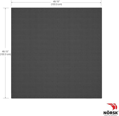 Norsk Multi-Purpose Reversible Floor Mats - EVA Interlocking Foam Tiles (Gray/Black 32 Tiles - 128 sq. Ft. 1/2" Thick)