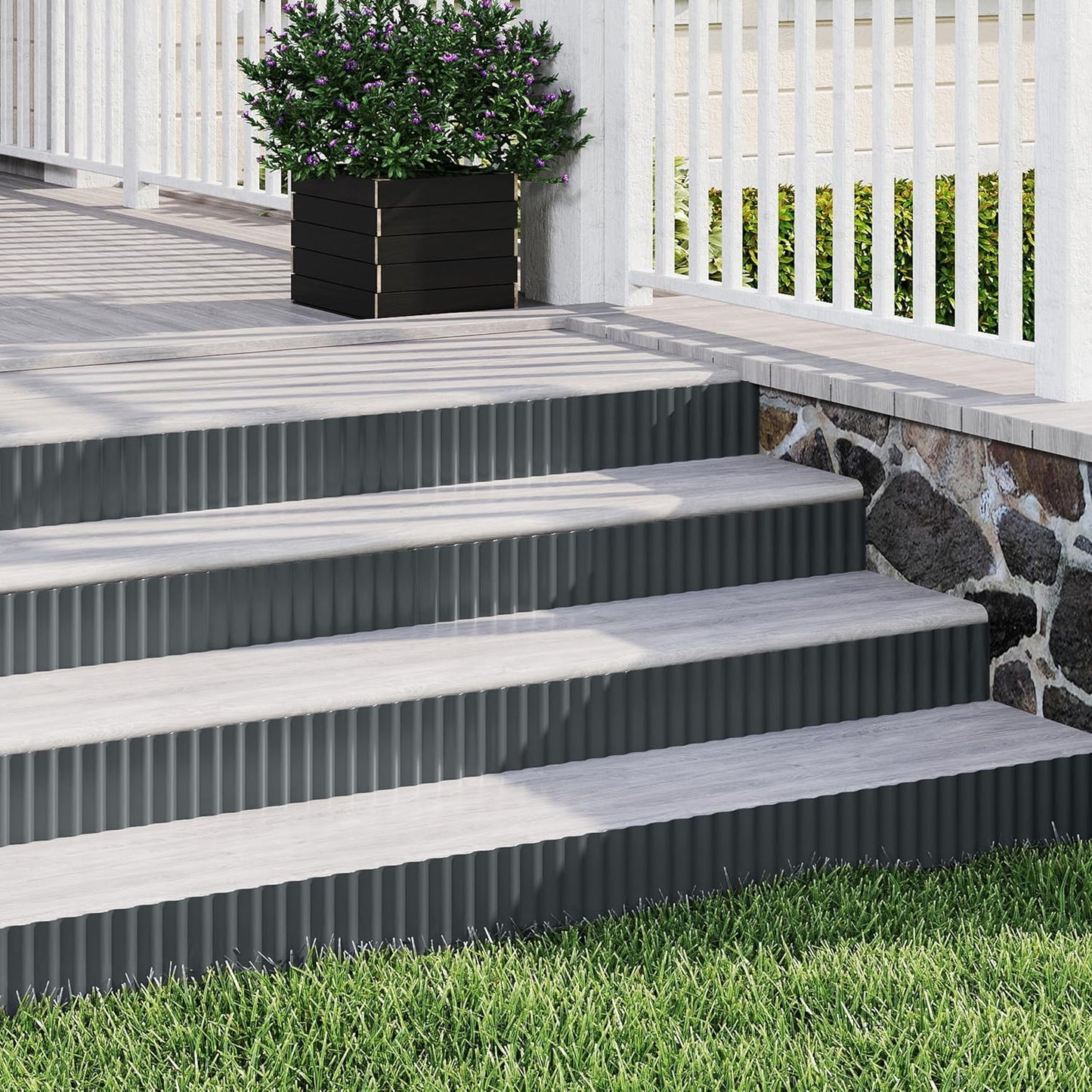 Metal Garden Edging Border, Corrugated Steel Landscaping, DIY for Lawn (Black, 8 Inch x 20FT)