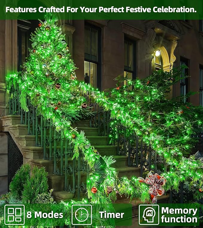 750 LED 246FT Christmas Lights Outdoor, Super Long Waterproof Christmas String Lights with 8 Modes, Christmas Tree Lights with Timer Memory for Fence Garden Xmas Wedding Party DecorGreen
