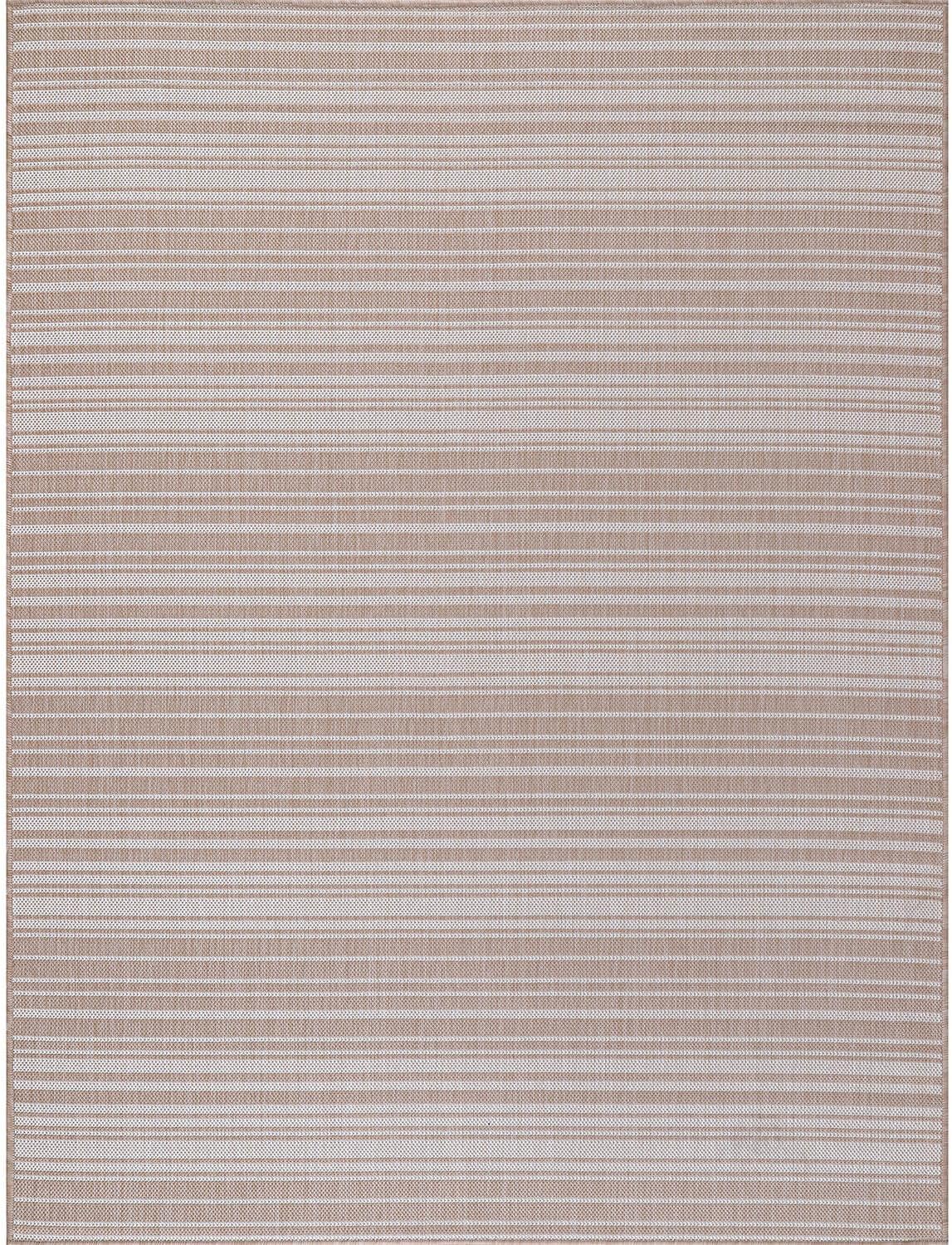 Stripe Outdoor Rug 6x9 Washable Outside Carpet for Indoor Patio Porch Waterproof Easy Cleaning Non Shedding Area Rugs Beige 6 x 9