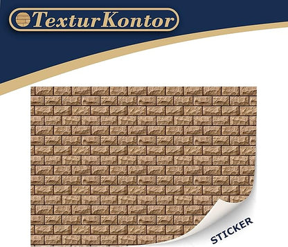 3 Sheets Self-Adhesive Wall Cladding for Dollhouse 1:12 Scale (Historical Sandstone)