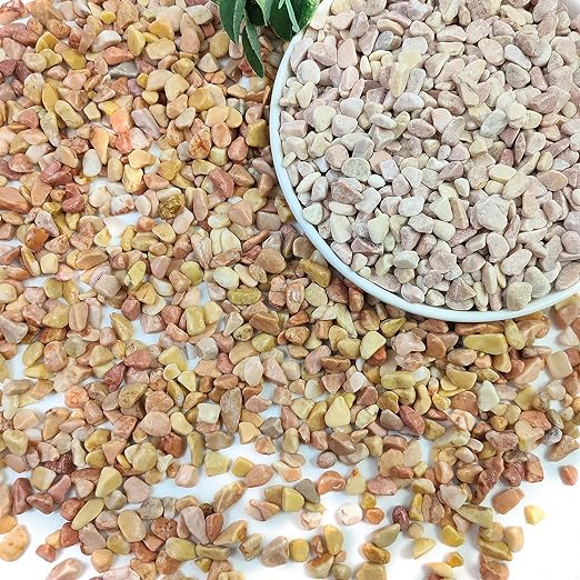 2lbs Peach Pebbles for Plants, 3/8inch Small Rocks, Natural Polished Pebbles, River Rocks for Succulent Cactus Plants, Vases, Aquariums, Gardening