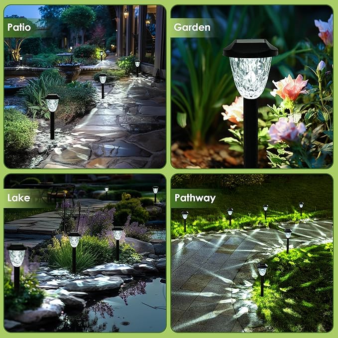 Solar Outdoor Lights Waterproof,Solar Pathway Lights Outdoor with Great Pattern, Auto On/Off Garden Decor for Outside Garden Walkway Driveway Pathway(16 Pack)