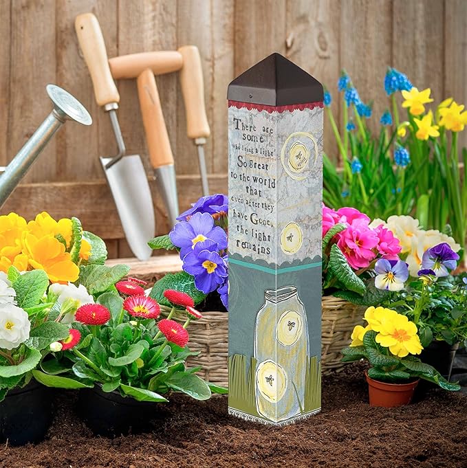 Studio M Art Pole, PVC Weather Resistant Pole with Vinyl Bowl 20 inches Tall Outdoor Decoration for Gardens, Patios, Yards, Landscaping and Birding Accessories, The Light Remains