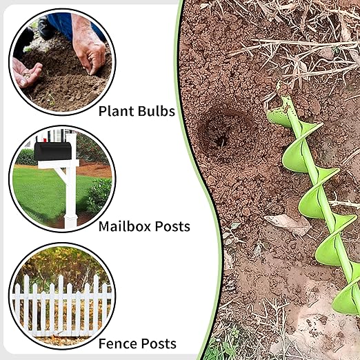 TCBWFY 3x24 Inch Auger Drill Bit for Planting,Easy Planter Garden Auger for Bulbs, Bedding Plants & Post Holes - Compatible with 3/8" Hex Drive