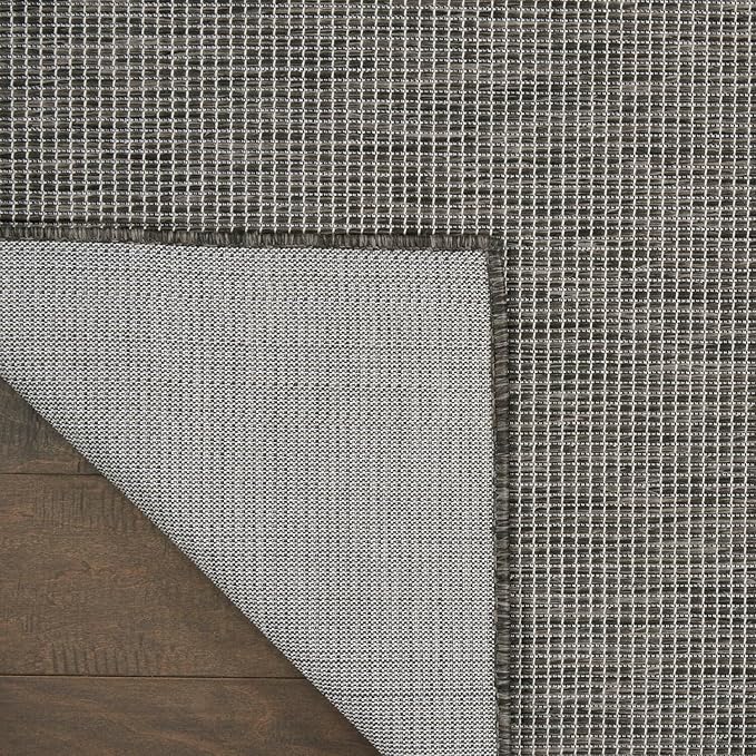 Nourison Positano Indoor-Outdoor Charcoal 9' x 12' Area Rug, Easy Cleaning, Non Shedding, Bed Room, Living Room, Dining Room, Backyard, Deck, Patio (9x12)