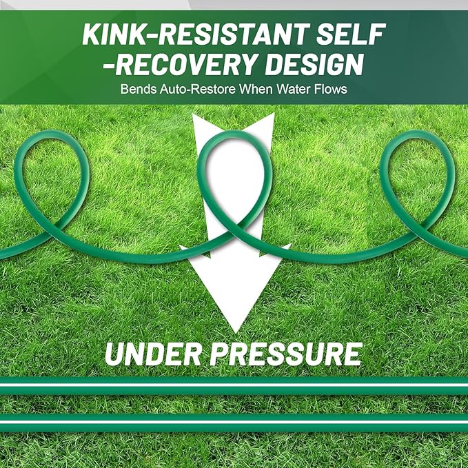 Heavy Duty Garden Hose 25 ft 50 ft 100 ft – Outdoor Hybird Water Hose with Solid Fitting - Flexible, Kinkless, Lightweight Garden Hose for Lawn Watering, Car Washing - Burst 500 Psi (25 ft)