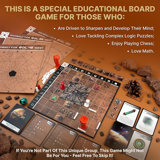 Logic Board Games for Kids and Adults – Mars Expedition SOL43 Standard Set – Montessori STEM Educational Toys Gift - Logic Game with Solo Mode for 1-2 Players for Ages 8 and up