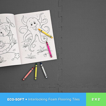 Flooring Inc's 1/2" Soft Non-Toxic Baby Play Mat, Toddler Playmat, Colorful Puzzle PlayMat, Floor Mats for Kids & Babies, EVA Foam Interlocking Tiles for Nursery & Playroom | Blue, 50 Tiles, 200 Sq/Ft