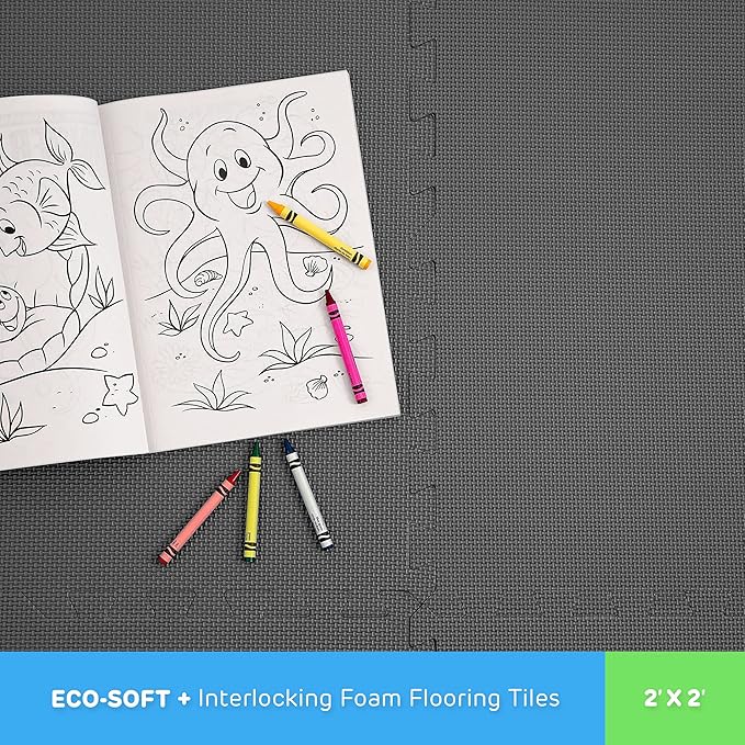 Flooring Inc's 1/2" Soft Non-Toxic Baby Play Mat, Toddler Playmat, Colorful Puzzle PlayMat, Floor Mats for Kids & Babies, EVA Foam Interlocking Tiles for Nursery & Playroom | Blue, 12 Tiles, 48 Sq/Ft