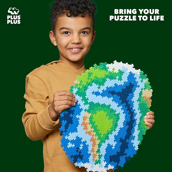 PLUS PLUS Puzzle by Number, 800 Piece Mini Interlocking Hashtag Color Blocks, 3D Pixel Art Kit for Kids - Earth