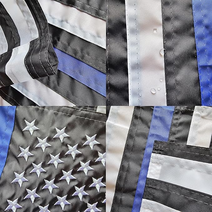 US Embroidered Thin Blue Line Garden Flag Double Sided 12x18 Inch American Police Yard Lawn Garden Flags Banner Heavy Duty Vivid Color