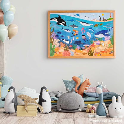 BONNYCO Giant Floor Puzzles for Kids of Sea Animals with 48 Large Pieces. Jumbo Puzzle 36.2 x 24.4 in, Gifts for Boys and Girls, Educational Kids Toys Ages 2-8