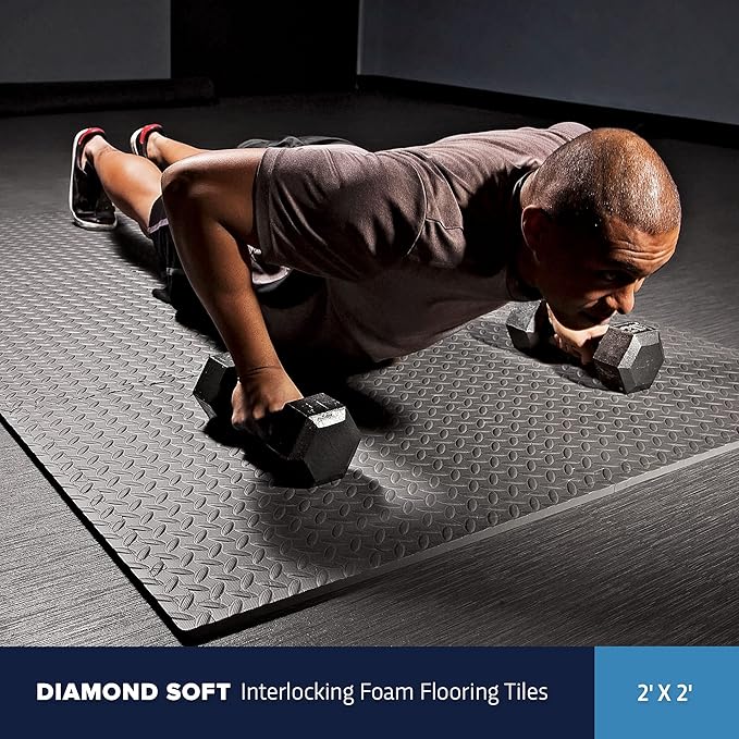 IncStores 1/2 Inch Thick Diamond Soft Foam Flooring Tiles | High-Density Interlocking Foam Tiles for Rugged Style in Your Home Gym, Playroom, and More | Grey, 16 Tiles