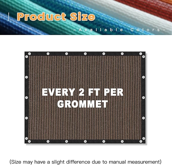 VICLLAX Shade Fabric Sun Shade Cloth with Every 2 FT Grommets for Patio Garden Pergola Cover Canopy 9x13 FT, Mocha