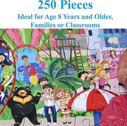 Think2Master Amusement Park 250 Pieces Jigsaw Puzzle Fun Educational Toy for Kids, School & Families. Great Gift for Boys & Girls Ages 8+ to Stimulate Learning. Size: 14.2” X 19.3”