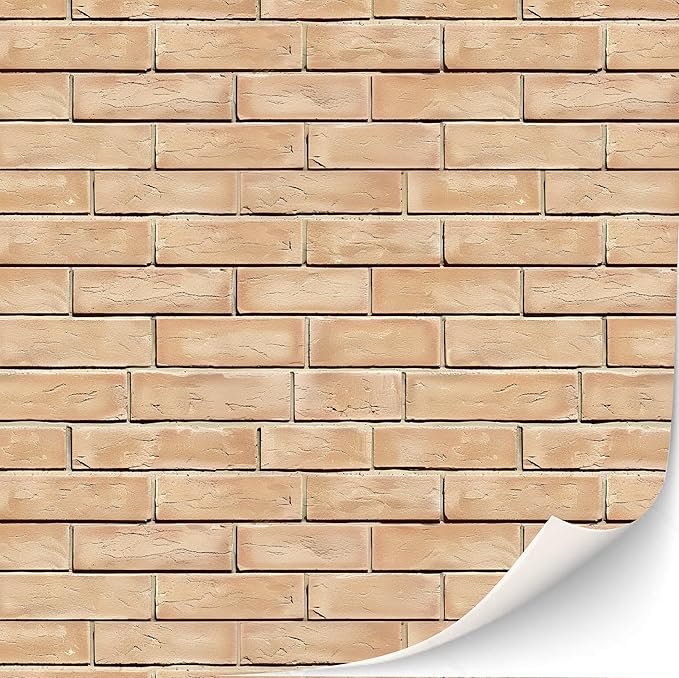 3 Sheets Self-Adhesive Wall Cladding for Dollhouse 1:12 Scale (Creme Colored Bricks 2)