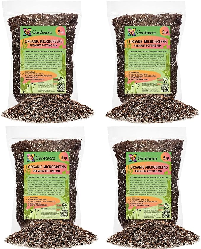 Organic Microgreens Premium Potting Mix - 20 Quart - Crafted with Care for Exceptional Results (4 Bags of 5QT)