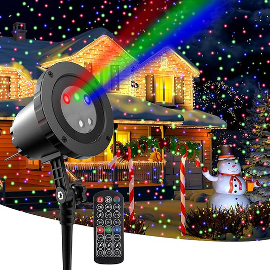 Christmas Laser Lights Projector Outdoor, AIRIVO 3 Color Motion Firefly Lights Projector, Moving Red, Green and Blue Star Lights Projector Waterproof with Remote Control for Garden,Home, Landscape