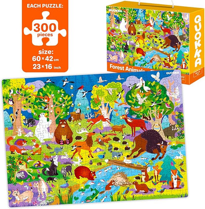 QUOKKA 300 Pieces Puzzles for Kids Ages 8-10 - 3X Set Floor Jigsaw Puzzles - Toy for Learning Ocean & Vimel & Bugs for 10-12 Year Old – Jigsaw Educational Game Gift for Boys and Girls