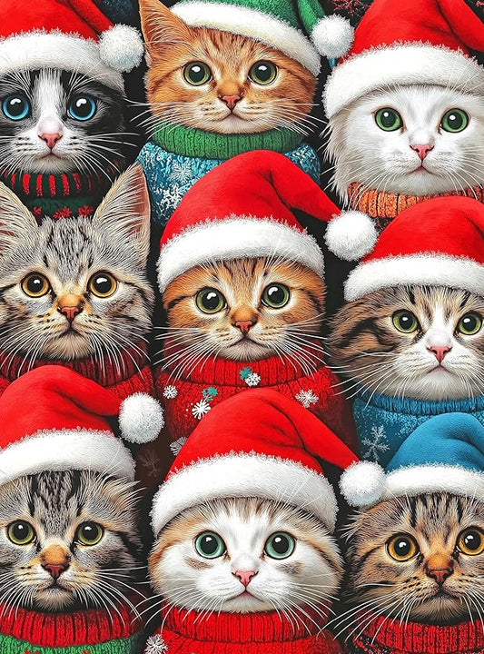 Cross & Glory - Whisker Wonderland: Holiday Cats Edition - 1000 Piece Jigsaw Puzzle for Adults | Festive Cat Puzzle | Christmas Jigsaw Puzzle with Vibrant Artwork