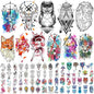 77 Sheets Geometric Animal Temporary Tattoo, 17 Sheets Half Arm 3D Lions Fox Wolf Owl Tiger Fake Tattoos for Adults Women Men, 60 Sheets Tiny Skull Cat Flower Tattoos Sticker for Kids Boy Girl