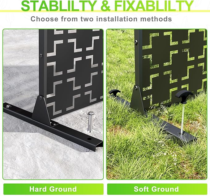 Outdoor Privacy Screen,72" H×47" W Metal Privacy Screen, Freestanding Privacy Fence Panels for Patio