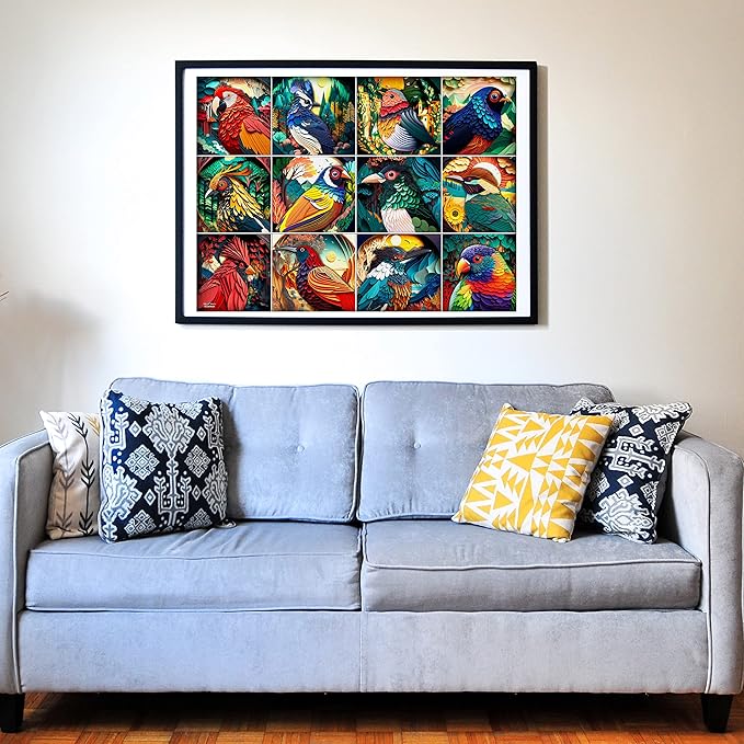 Think2Master Colorful World of Birds 250 Pieces Jigsaw Puzzle Featuring heartwarming Parent and Child Pairs. Fun Toy for Kids 8+, School & Families. Paper Cut Craft Style Size: 14.2” X 19.3”