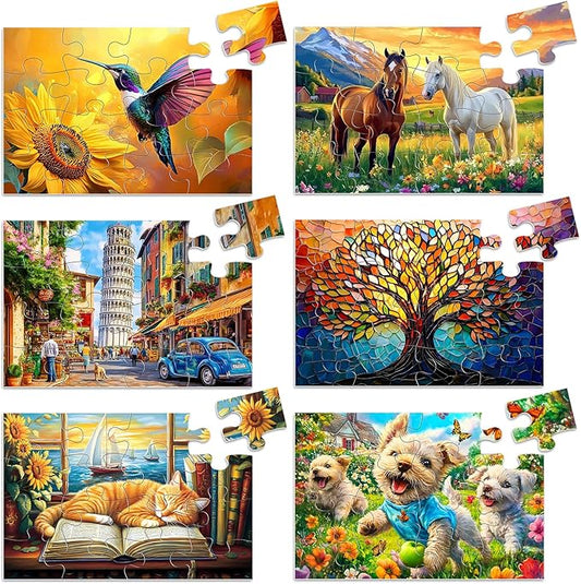 6 Packs 16 Large Piece Puzzle for Seniors, Alzheimer's & Dementia Activities, Easy Puzzle, 6 Storage Bags