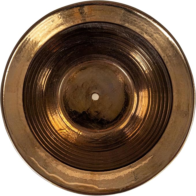 Creative Co-Op Coastal Embossed Textured Stoneware Planter, Metallic Gold