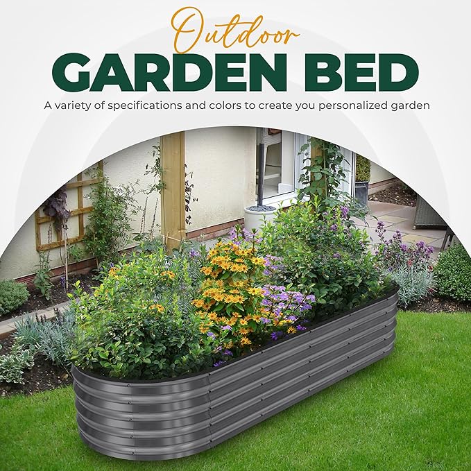 Utopia Home Galvanized Raised Garden Bed, 6 by 2 by 1 feet Lightweight Planter Boxes Outdoor with Easy Assembly, Large Garden Bed for Vegetables, Fruits, Flowers, Dark Grey