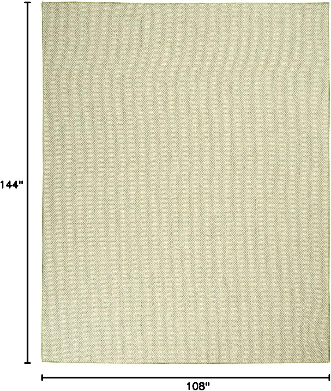 Nourison Courtyard Indoor/Outdoor Ivory Green 9' x 12' Area Rug, Geometric, Easy Cleaning, Non Shedding, Bed Room, Living Room, Dining Room, Deck, Patio, Backyard (9x12)